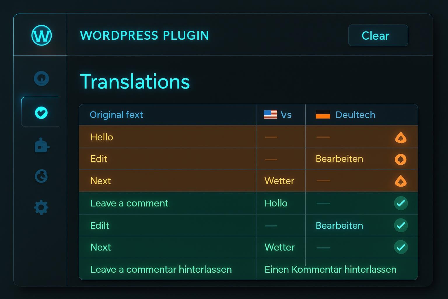 Tabelle mit WPML-Übersetzungsstatus, fehlerhafte Einträge werden bereinigt
